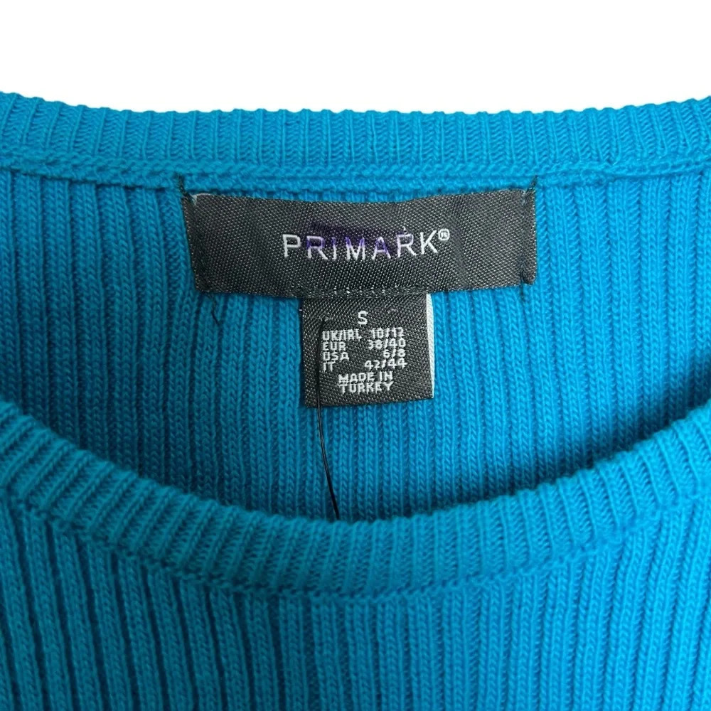 NWT Primark Blue Cropped Shirt Drawstring Tie Womens Size Small - Picture 3 of 8